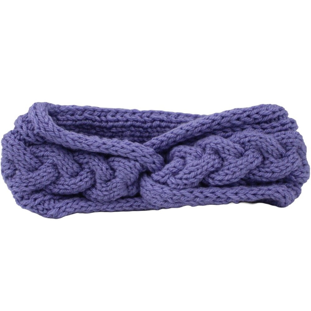 Handmade Hand Knit Lavender Blue Purple Cable Knit Summit Ear Warmer Headband